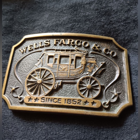 Vintage Wells Fargo bronze belt buckle